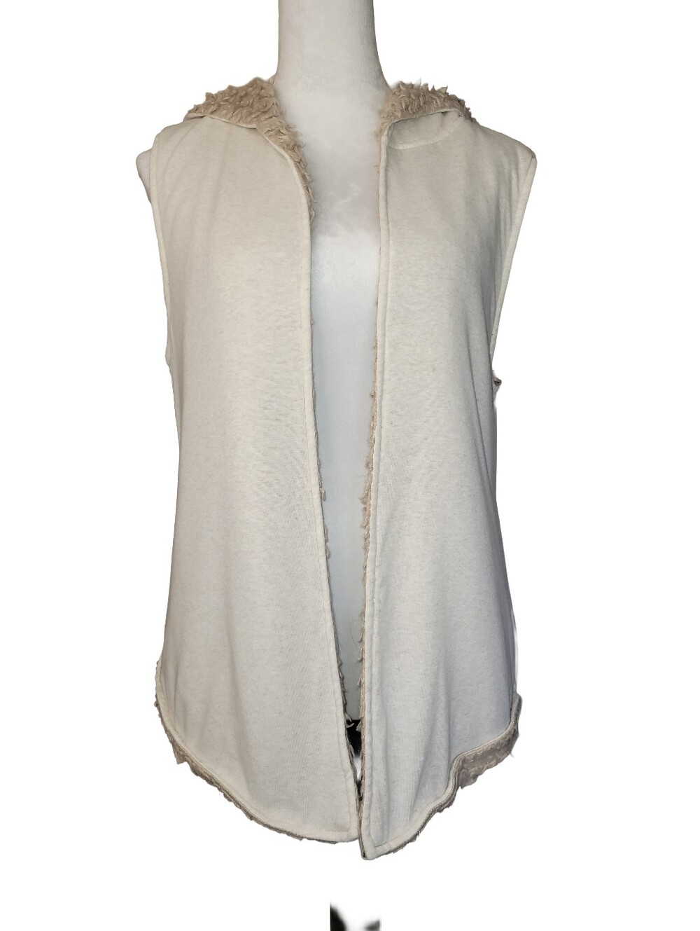 Dylan by True Grit Sherpa Lined Hooded Vest Cream Large